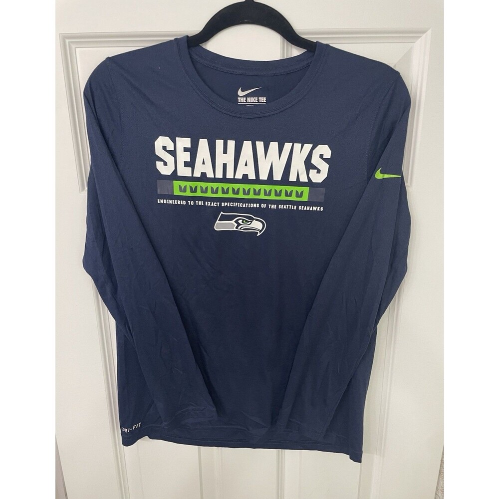 Nike Seattle Seahawks NFL Dri-FIT  Long Sleeve Shirt Size L Blue